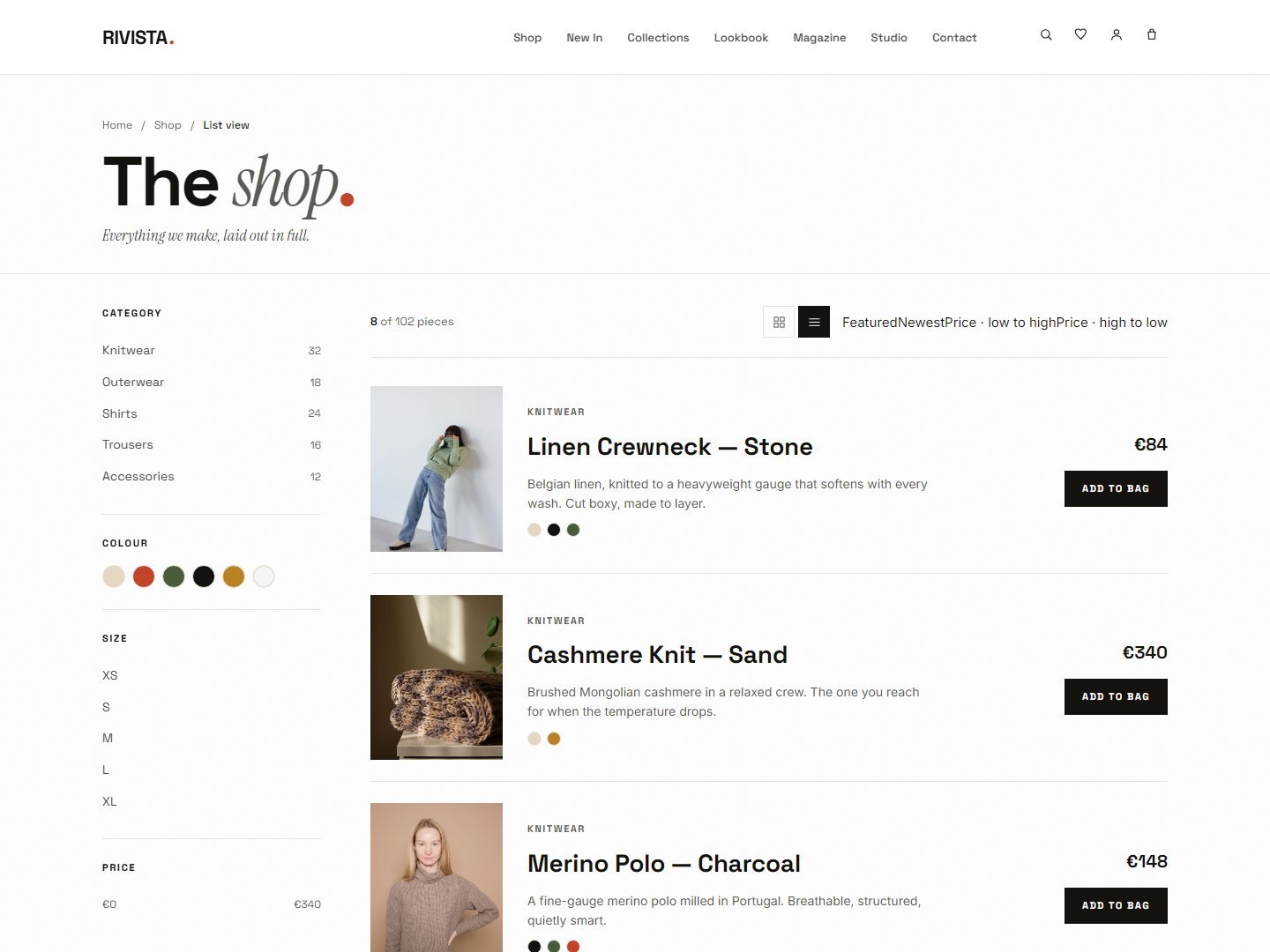 Shop — list